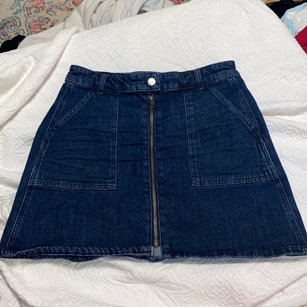 Madewell Jean Skirt with zipper and button